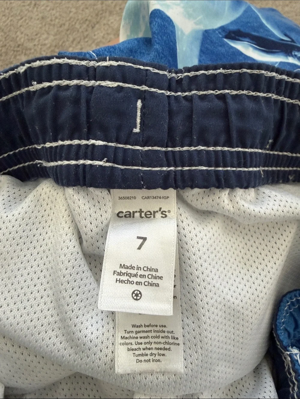 CARTER’S Blue Shark Print Swim Trunks!